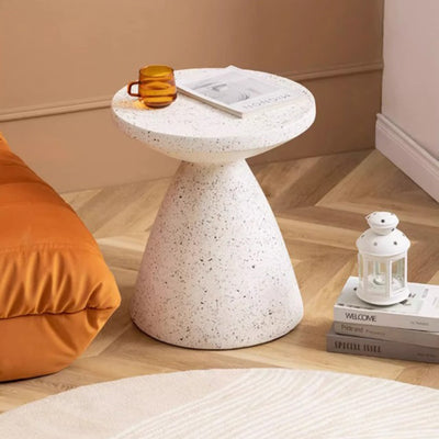 Contemporary Scandinavian Artificial Stone Hourglass Coffee Table 1-Tier Round For Living Room