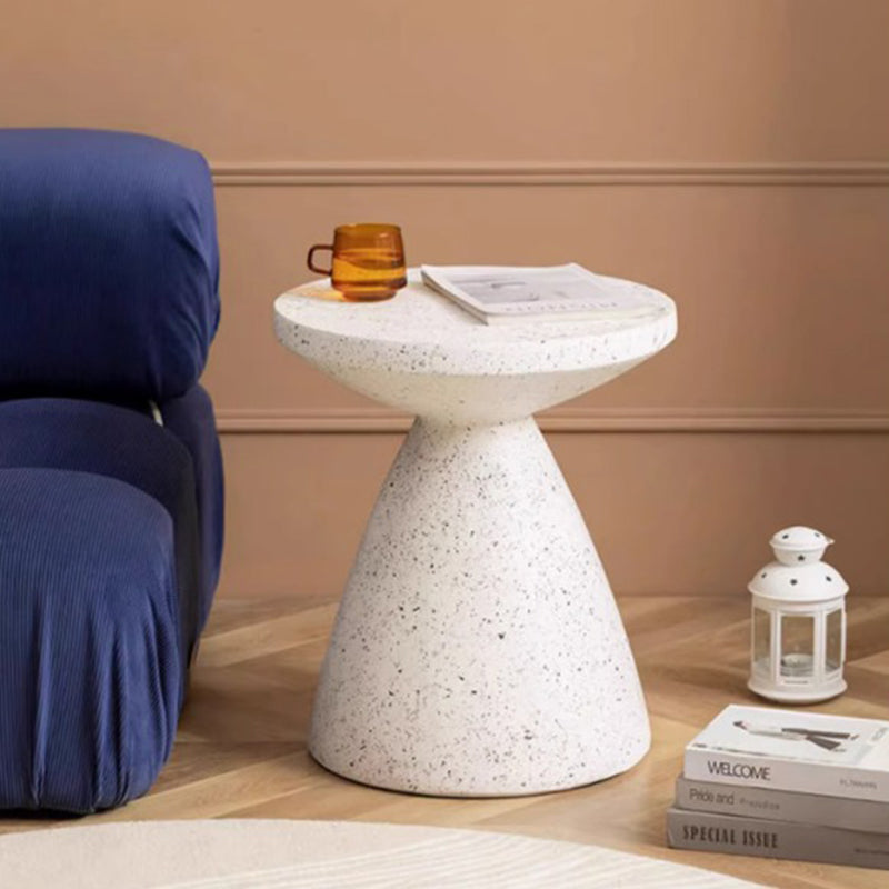 Contemporary Scandinavian Artificial Stone Hourglass Coffee Table 1-Tier Round For Living Room