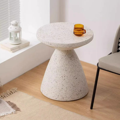 Contemporary Scandinavian Artificial Stone Hourglass Coffee Table 1-Tier Round For Living Room