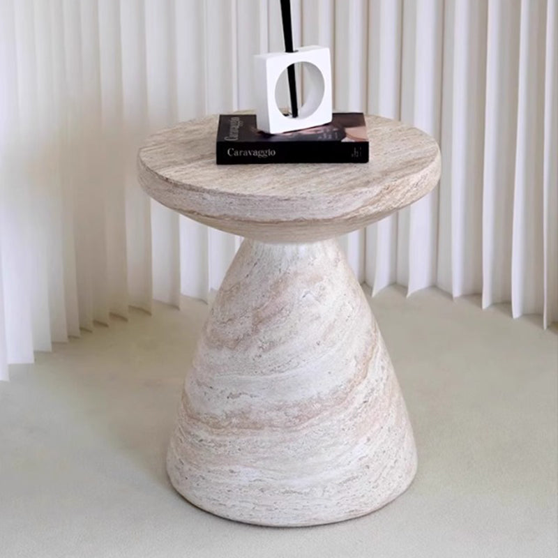 Contemporary Scandinavian Artificial Stone Hourglass Coffee Table 1-Tier Round For Living Room