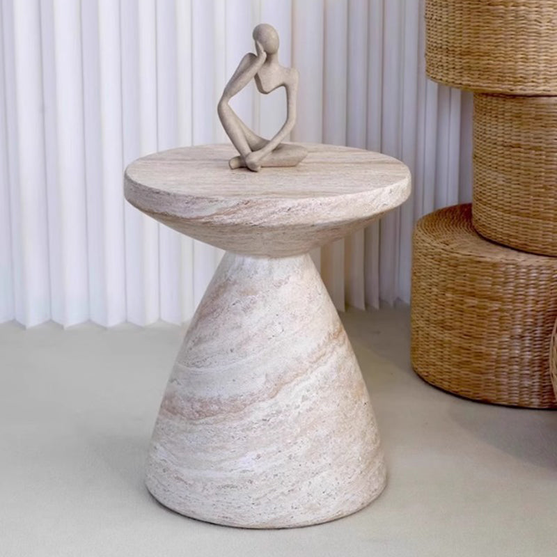 Contemporary Scandinavian Artificial Stone Hourglass Coffee Table 1-Tier Round For Living Room