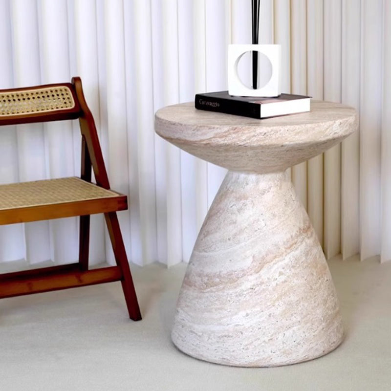 Contemporary Scandinavian Artificial Stone Hourglass Coffee Table 1-Tier Round For Living Room