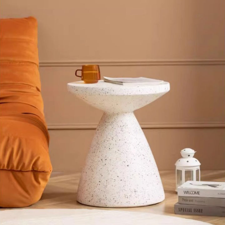 Table basse contemporaine en pierre artificielle scandinave sablier 1 niveau ronde pour salon 