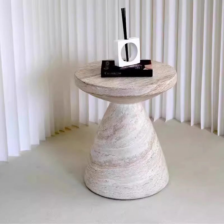 Table basse contemporaine en pierre artificielle scandinave sablier 1 niveau ronde pour salon 