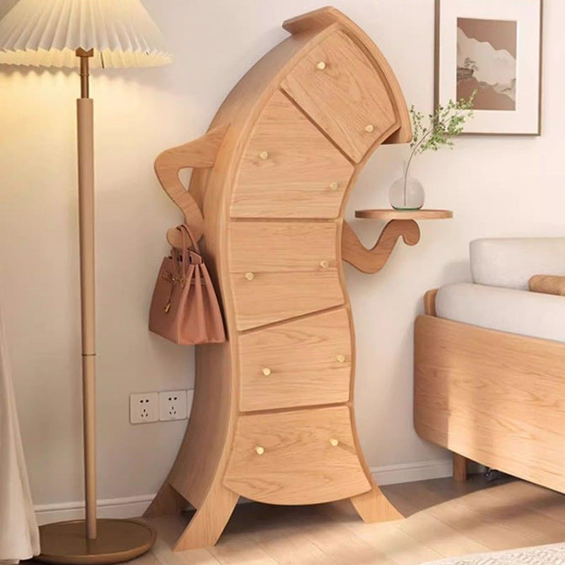 Mesa auxiliar contemporánea creativa de madera maciza con forma de robot con 5 cajones para sala de estar 