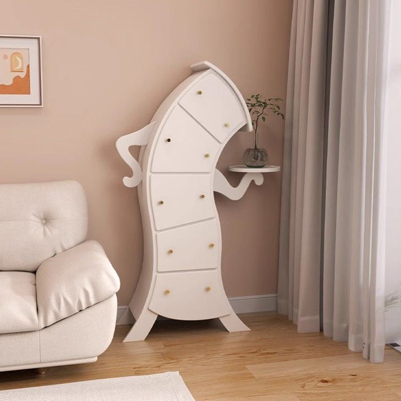 Mesa auxiliar contemporánea creativa de madera maciza con forma de robot con 5 cajones para sala de estar 