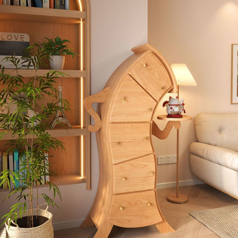Mesa auxiliar contemporánea creativa de madera maciza con forma de robot con 5 cajones para sala de estar 