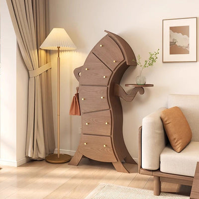 Mesa auxiliar contemporánea creativa de madera maciza con forma de robot con 5 cajones para sala de estar 