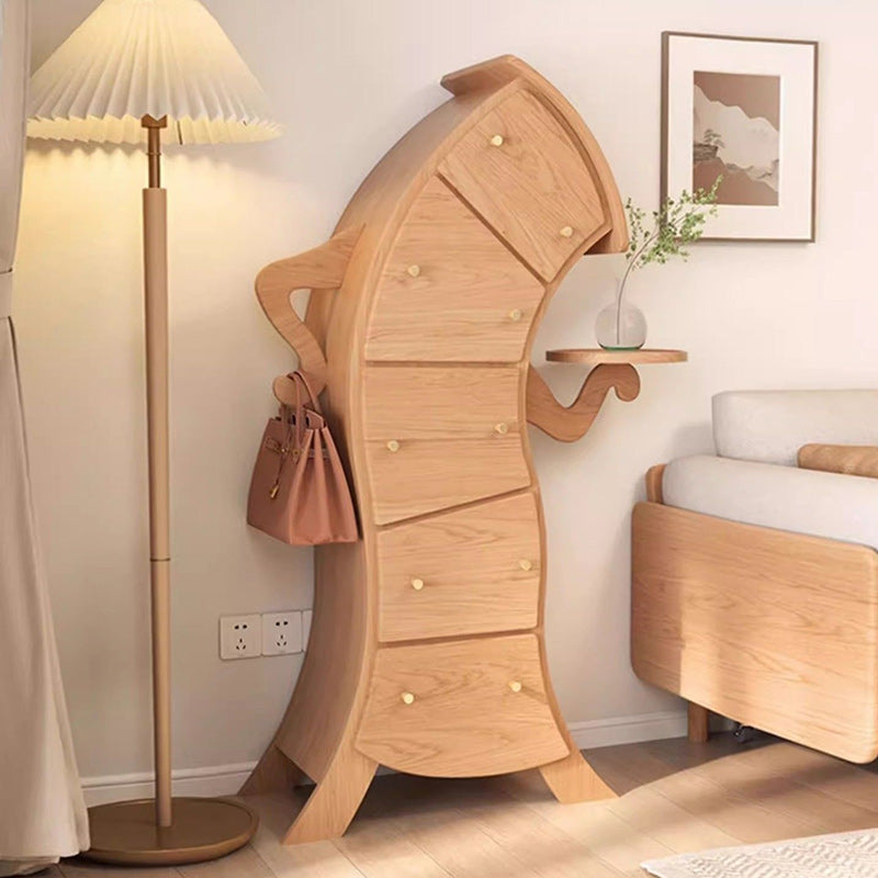 Mesa auxiliar contemporánea creativa de madera maciza con forma de robot con 5 cajones para sala de estar 