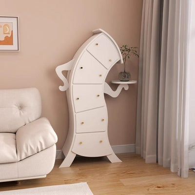 Mesa auxiliar contemporánea creativa de madera maciza con forma de robot con 5 cajones para sala de estar 