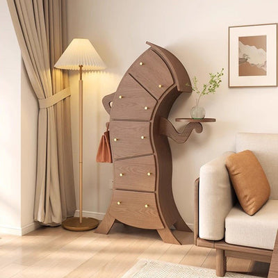 Mesa auxiliar contemporánea creativa de madera maciza con forma de robot con 5 cajones para sala de estar 