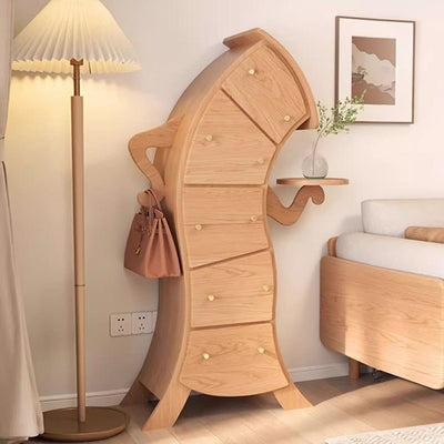Mesa auxiliar contemporánea creativa de madera maciza con forma de robot con 5 cajones para sala de estar 