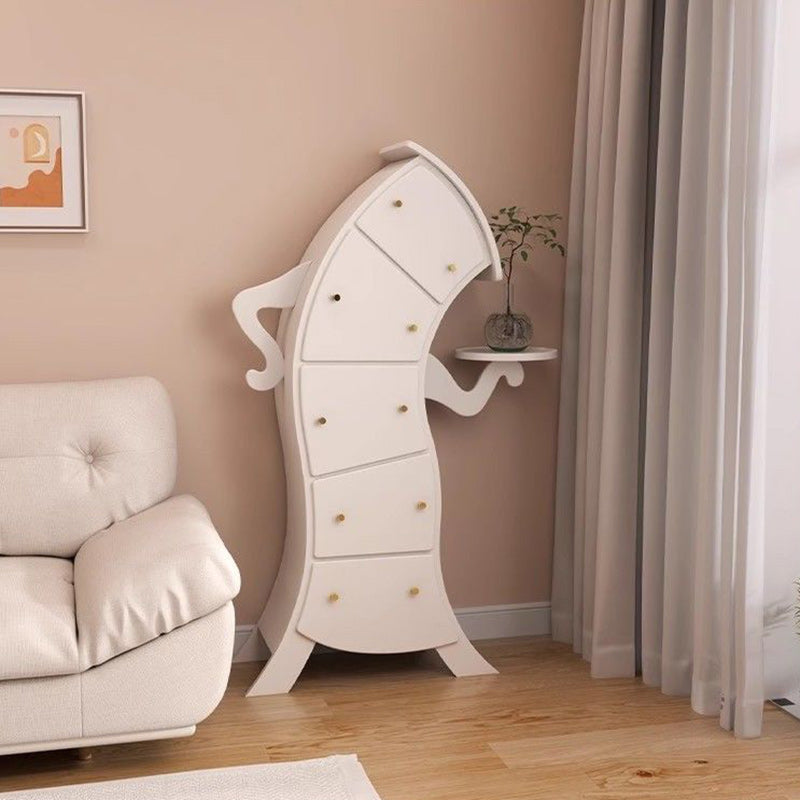 Mesa auxiliar contemporánea creativa de madera maciza con forma de robot con 5 cajones para sala de estar 