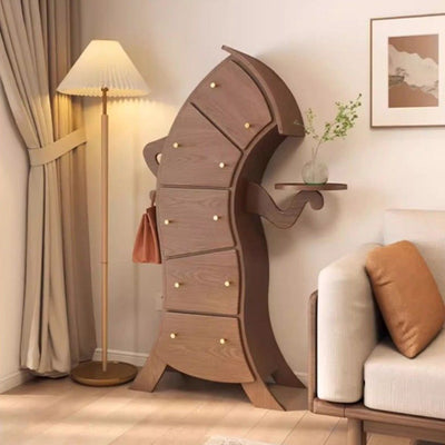 Mesa auxiliar contemporánea creativa de madera maciza con forma de robot con 5 cajones para sala de estar 