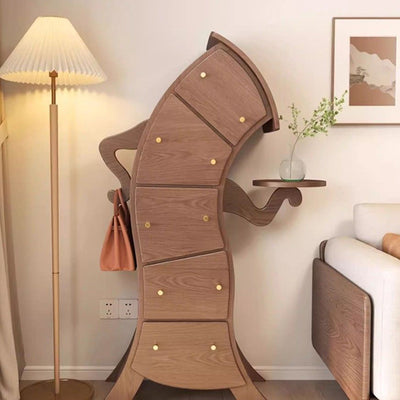 Mesa auxiliar contemporánea creativa de madera maciza con forma de robot con 5 cajones para sala de estar 