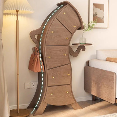 Mesa auxiliar contemporánea creativa de madera maciza con forma de robot con 5 cajones para sala de estar 