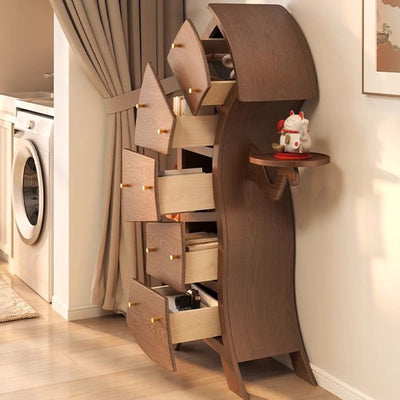 Mesa auxiliar contemporánea creativa de madera maciza con forma de robot con 5 cajones para sala de estar 