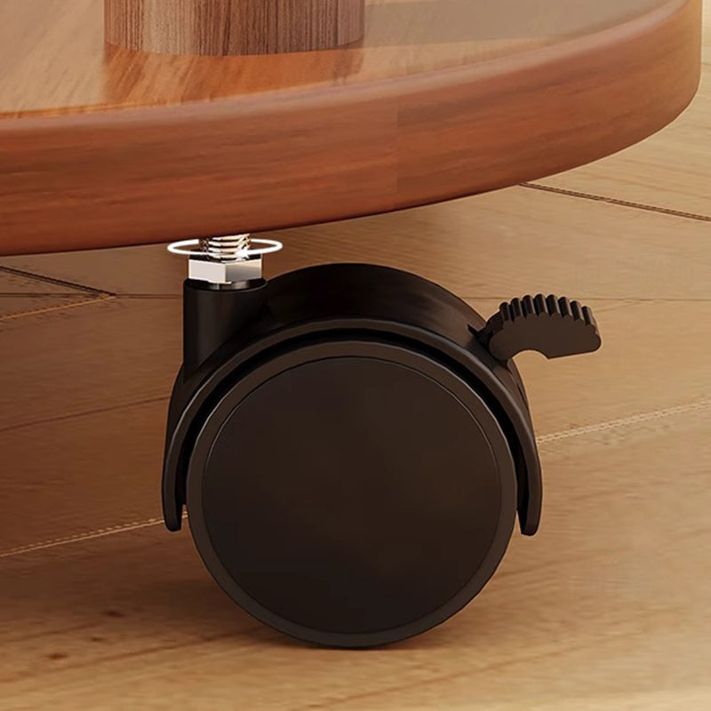 Modern Minimalist Medium-Density Fiberboard Solid Wood Round Cylindrical Side Table 2-Tier For Living Room