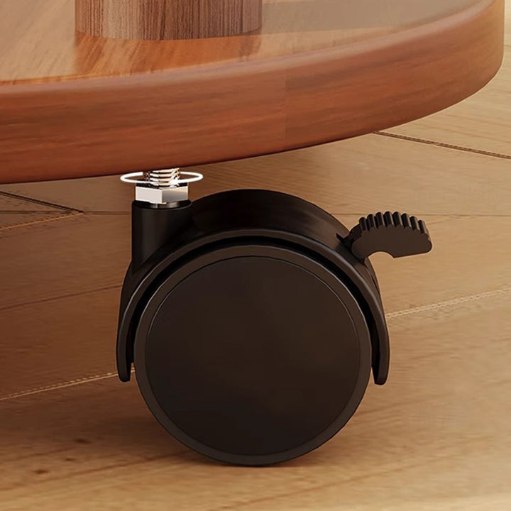 Modern Minimalist Medium-Density Fiberboard Solid Wood Round Cylindrical Side Table 2-Tier For Living Room