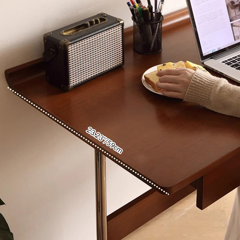 Traditioneller Mid-Century Kirschholz Edelstahl Y-förmiger rechteckiger Schreibtisch 1-stufig für das Schlafzimmer 