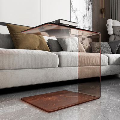 Modern Luxury Acrylic Rectangular C-Shaped Side Table 2-Tier For Living Room