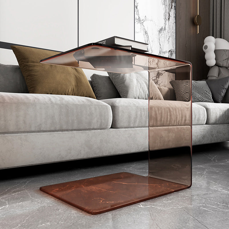 Modern Luxury Acrylic Rectangular C-Shaped Side Table 2-Tier For Living Room