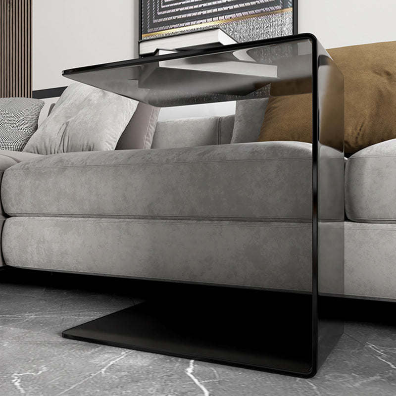 Modern Luxury Acrylic Rectangular C-Shaped Side Table 2-Tier For Living Room