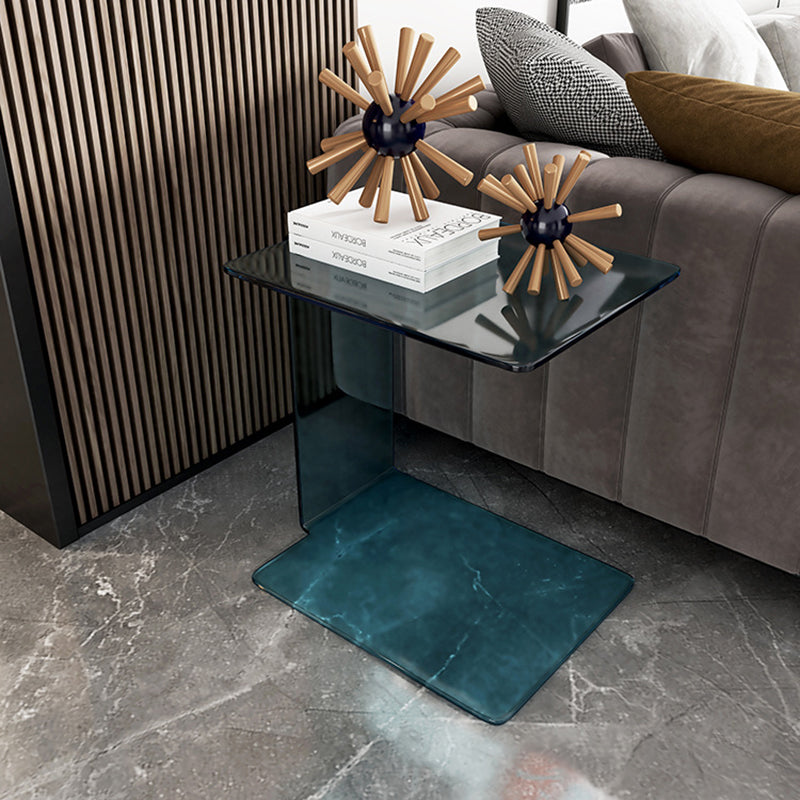 Modern Luxury Acrylic Rectangular C-Shaped Side Table 2-Tier For Living Room