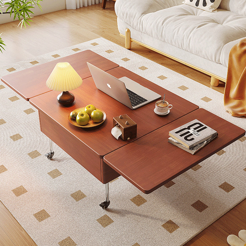Contemporary Creative Solid Wood Stainless Steel Rectangular Coffee Table With Lift-Top For Living Room