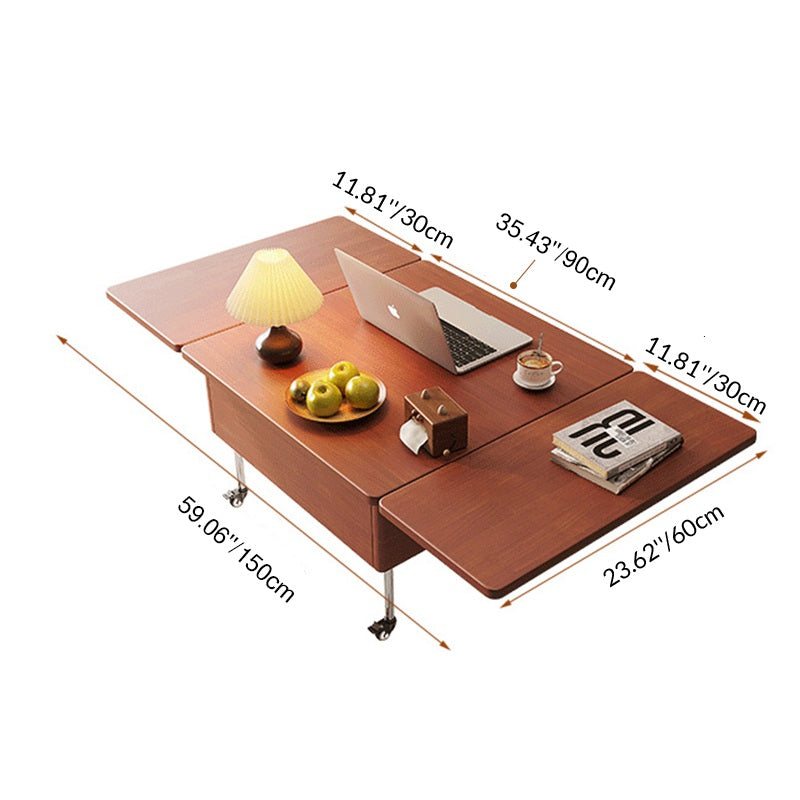 Contemporary Creative Solid Wood Stainless Steel Rectangular Coffee Table With Lift-Top For Living Room
