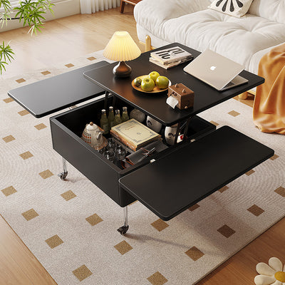 Contemporary Creative Solid Wood Stainless Steel Rectangular Coffee Table With Lift-Top For Living Room