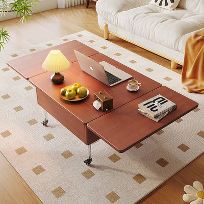 Contemporary Creative Solid Wood Stainless Steel Rectangular Coffee Table With Lift-Top For Living Room