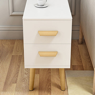 Modern Minimalist Wood Engineered Wood Rectangular Cylinder Side Table 2-Drawer For Living Room