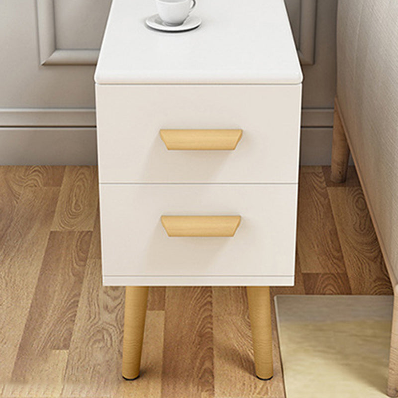Modern Minimalist Wood Engineered Wood Rectangular Cylinder Side Table 2-Drawer For Living Room