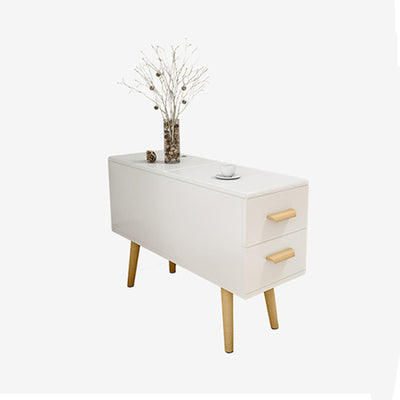 Modern Minimalist Wood Engineered Wood Rectangular Cylinder Side Table 2-Drawer For Living Room