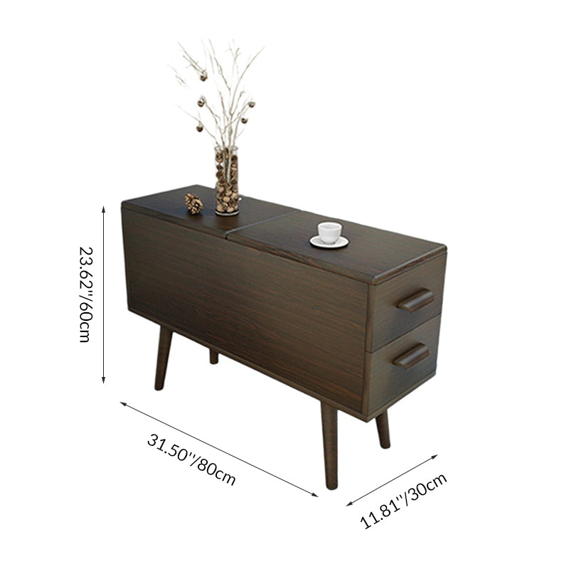 Modern Minimalist Wood Engineered Wood Rectangular Cylinder Side Table 2-Drawer For Living Room