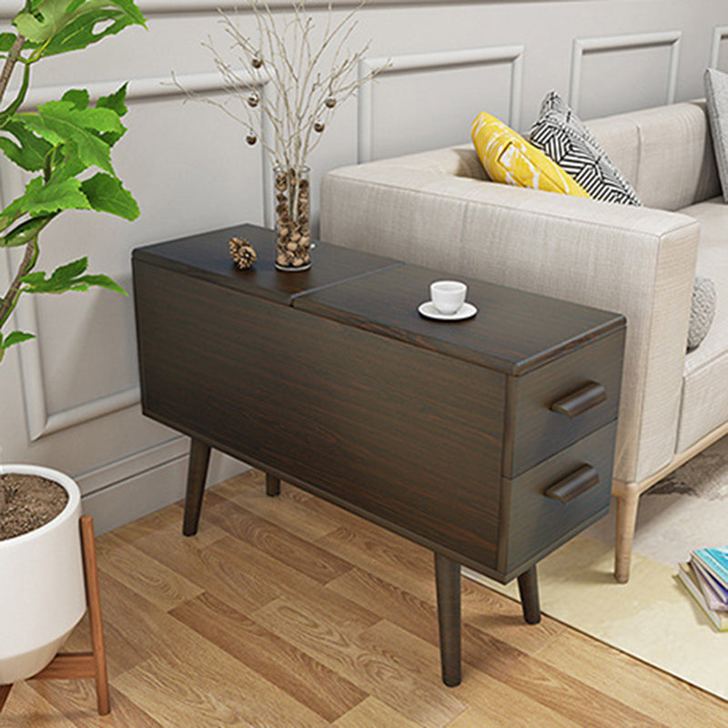 Modern Minimalist Wood Engineered Wood Rectangular Cylinder Side Table 2-Drawer For Living Room