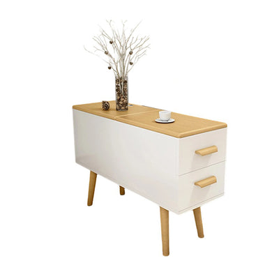 Modern Minimalist Wood Engineered Wood Rectangular Cylinder Side Table 2-Drawer For Living Room