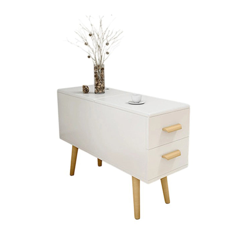 Modern Minimalist Wood Engineered Wood Rectangular Cylinder Side Table 2-Drawer For Living Room