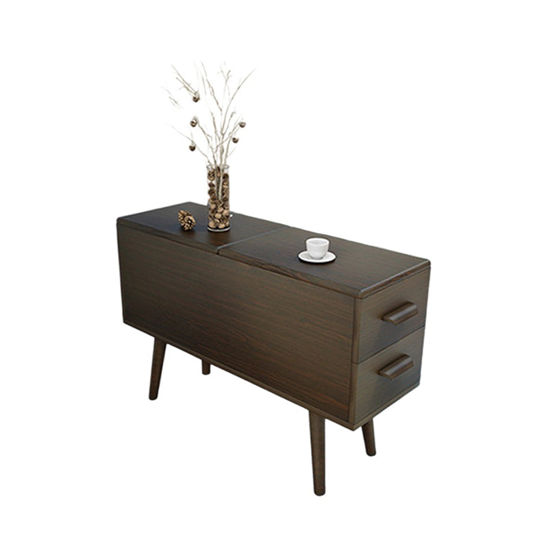 Modern Minimalist Wood Engineered Wood Rectangular Cylinder Side Table 2-Drawer For Living Room