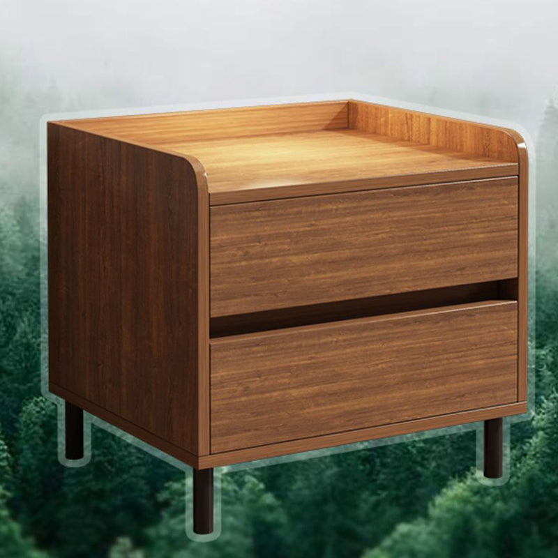 Traditional Vintage Solid Wood Square Cylindrical Nightstand 2-Drawer For Bedroom
