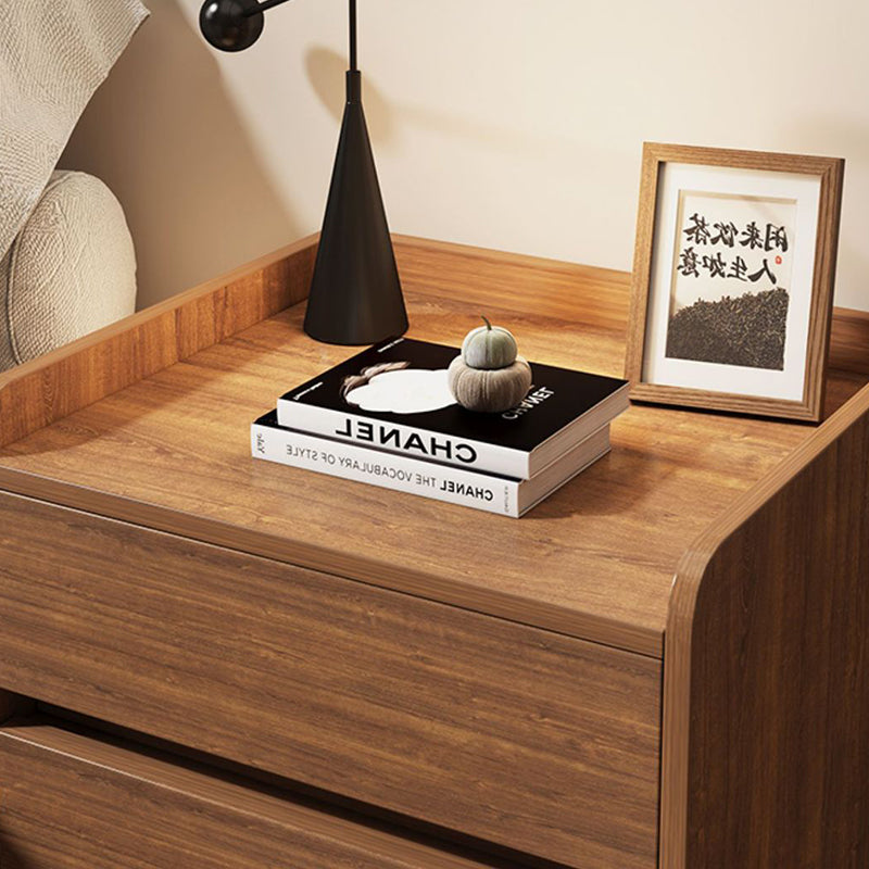 Traditional Vintage Solid Wood Square Cylindrical Nightstand 2-Drawer For Bedroom