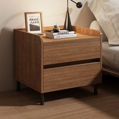 Traditional Vintage Solid Wood Square Cylindrical Nightstand 2-Drawer For Bedroom