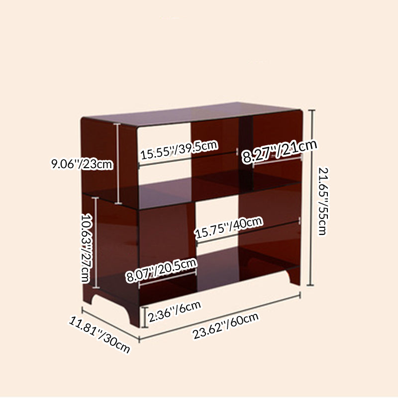 Contemporary Creative Acrylic Rounded Square End Table 3-Tier For Living Room