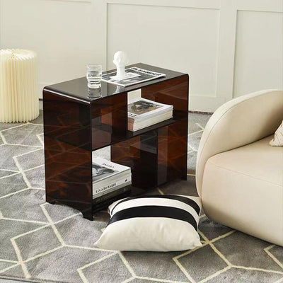 Contemporary Creative Acrylic Rounded Square End Table 3-Tier For Living Room