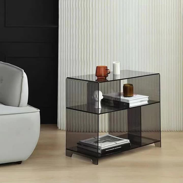 Zeitgenössischer kreativer Acryl-Rundquadrat-Endtisch 3-stufig für das Wohnzimmer 