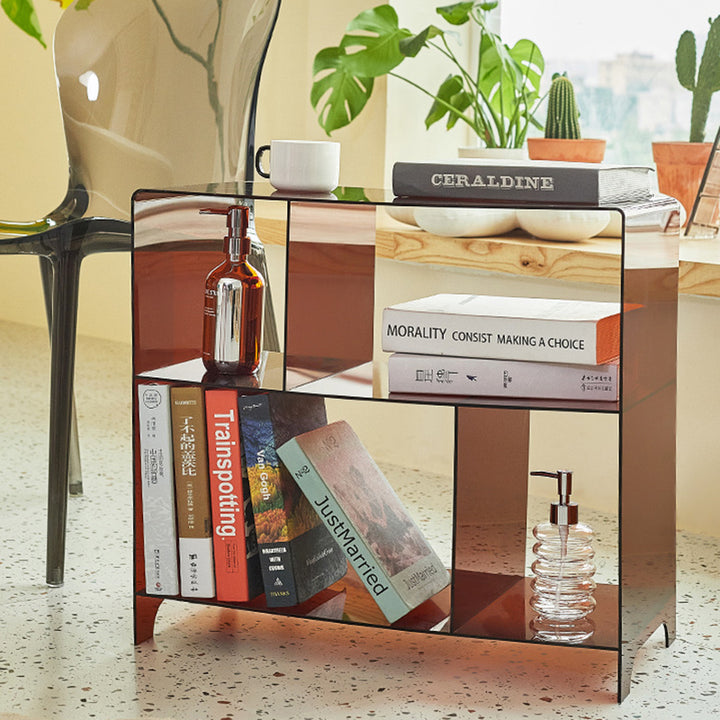 Zeitgenössischer kreativer Acryl-Rundquadrat-Endtisch 3-stufig für das Wohnzimmer 