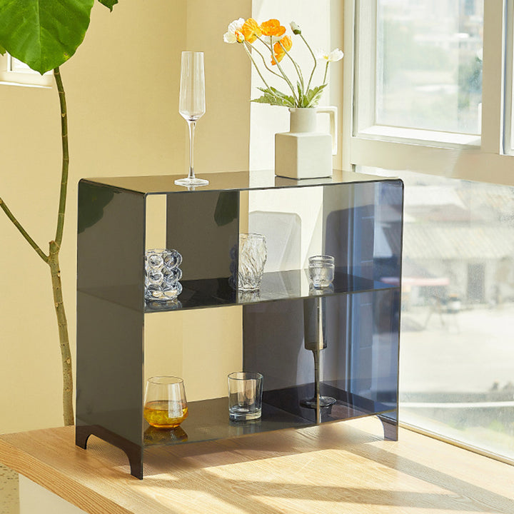 Zeitgenössischer kreativer Acryl-Rundquadrat-Endtisch 3-stufig für das Wohnzimmer 