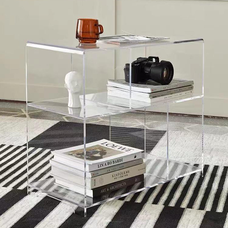 Zeitgenössischer kreativer Acryl-Rundquadrat-Endtisch 3-stufig für das Wohnzimmer 