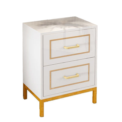 Contemporary Scandinavian Engineered Wood Rectangular Nightstand 2-Drawer For Bedroom
